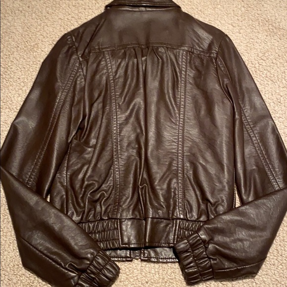 Glassons Jackets & Coats Glassons Faux Leather Brown Bomber Jacket